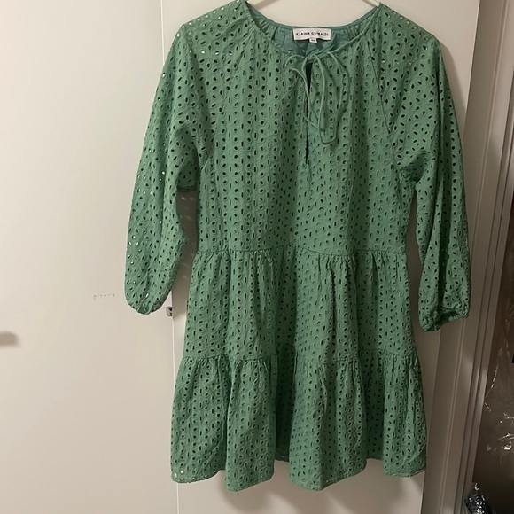 Karina Grimaldi  Irina Eyelet Mini Dress in Sage - Picture 5 of 6